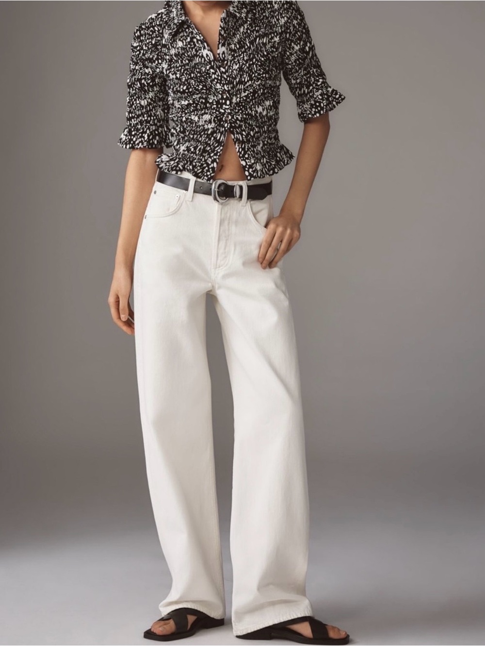 Anthropologie Maeve Smocked Top Button Front Top shirt Ruched Small short sleeve